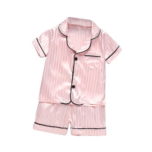 LEKWK Toddler Pajamas Short Sleeve Button Down Tops and Shorts Girls Comfy Lightweight 2 Piece Sleepwear Summer Fashion Casual Lounge Homewear