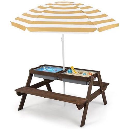 Costzon Kids Picnic Table with Sensory Bins