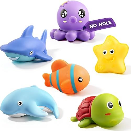 Hely Cancy Infant Bath Toys for 18 Months - No Hole Animal Bathtub Toys, Baby Bath Tub Toys