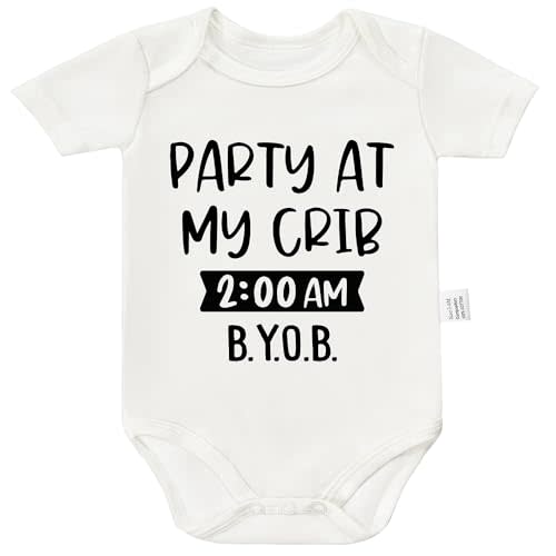 Party At My Crib, 2 AM, B.Y.O.B. Bodysuit, Newborn Coming Home From Hospital Outfit Boy Girl Baby Outfits 0-24 Month