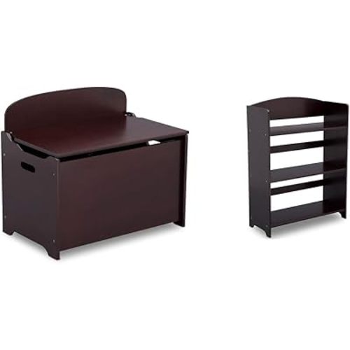 Delta Children MySize Deluxe Toy Box - Greenguard Gold Certified, Dark Chocolate & MySize Bookshelf, Dark Chocolate