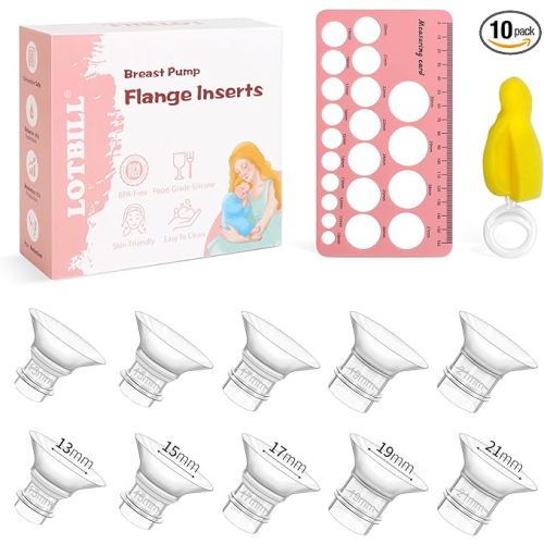 Flange Insert 13/15/17/19/21mm 10PCS Compatible with Momcozy S12 Pro/S9 Pro/S12/S9/Medela/Spectra etc Wearable Breast Pump 24mm Flange/Shield, Reduce 24mm Tunnel Down to Correct Size