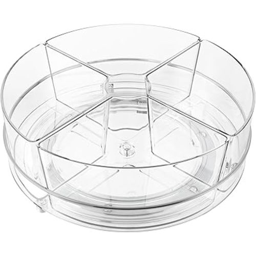 Lazy Susan Organizer, 9 inch Rotating Storage Organizer with 4 Removable-Bins,Turntable Organizer for Fridge, Kitchen, Vanity, Cabinet