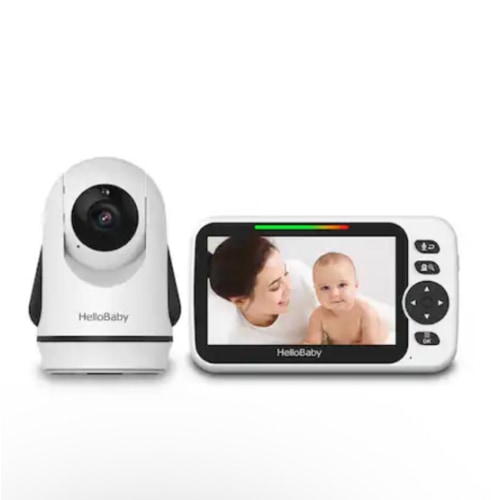 HelloBaby - HB6352 Baby Monitor with Remote Pan-Tilt and Zoom, 1000ft Long Range, 5.0" LCD, Night Vision, and Two-Way Audio - White