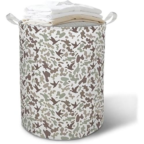 Duck Hunting Nursery Laundry Basket Hamper, Retro Camo Duck Hunter Foldable Clothes Toys Books Storage Box Bins Baskets Organizer for Kids Boys Room Bedroom Bathroom Home
