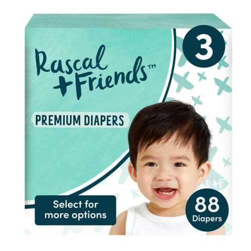 Rascal + Friends Premium Diapers  Size 3, 88 Count (Select for More Options)