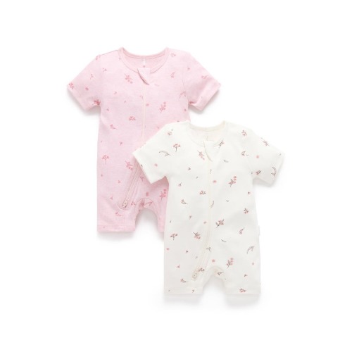2 Pack Short Zip Romper, 3-6M