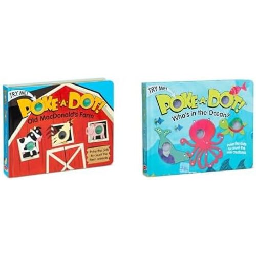 Melissa & Doug Poke-a-Dot! Interactive Board Book Bundle - Old MacDonald's Farm & Who's in The Ocean? Educational Sensory Books with Pop Buttons for Ages 3+