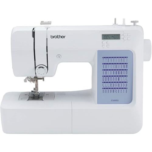 Brother CS5055 Computerized Sewing Machine, 60 Built-in Stitches, LCD Display, 7 Included Feet, White
