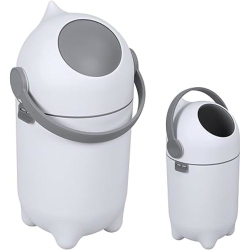 Diaper Pail Odor Control Bin, Large Capacity Diaper Disposal Container, Plastic 15L Holds 16 Diapers Airtight Lid, with Odor Blocking Baffle for Home Nursery Room Living Room White