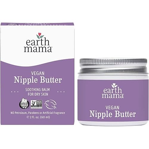 Earth Mama Vegan Nipple Butter | Cruelty-Free Breastfeeding Cream for Nursing Mamas | No Lanolin, 2-Ounce