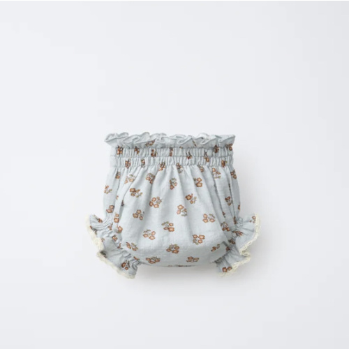 FLORAL PRINT LACE TRIM UNDERWEAR - Light blue | ZARA United States