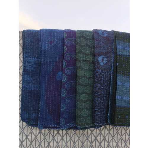 Indian Handmade Indigo Dyed vintage Cotton Kantha quilt throw, indigo blue throw, cotton bedspread, indigo blanket gudari, natural indigo