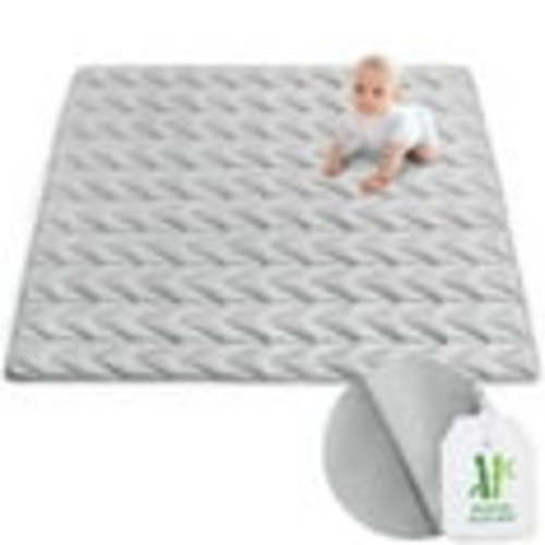 Baby Play Mat 71"x 59" (Improved Thickness), Muslin Toddler Playpen Mat, Large Baby Mat & Rug for Floor, Non Slip Cushioned Baby Crawling Mat Compatible with ANGELBLISS & BLBBLBGDD’s Playpen, Grey