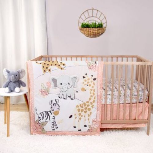 The Peanutshell Wildest Dreams Crib Bedding Set and Stuffie Plush Toy - 4 Piece Set