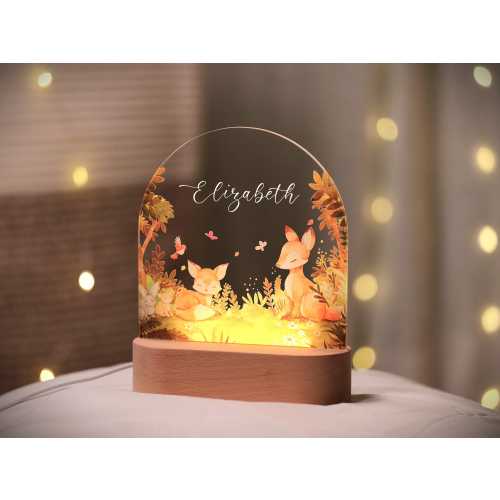 Night Light for Baby Girl, Custom Name Lamp, Animal Night Light for Nursery Decor, New Baby Gift, Toddler Bedside Night Light,