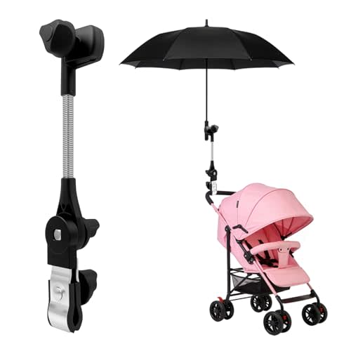 Umbrella Holder, 360° Adjustable Universal Umbrella Mount for Push Carts & Club Cars, Scratch-Free Clamp Attachment for Sun & Rain Protection