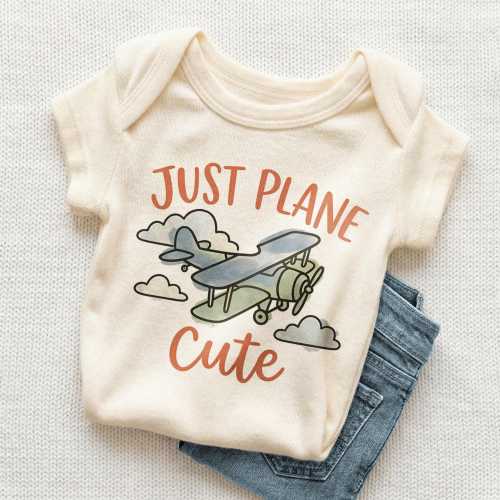 Just Plane Cute Baby Onesie - Funny Airplane Bodysuit for Baby Shower Gift