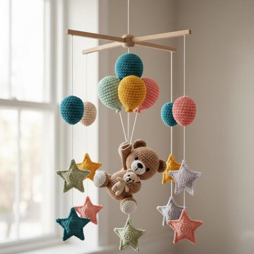Custom Crochet Bear Baby Mobile: Personalized Nursery Decor