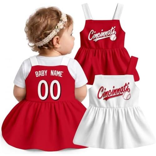 KREDE Baby Girl Clothes Custom Baby Strap Dress with Number Name for Baby Girl Gifts
