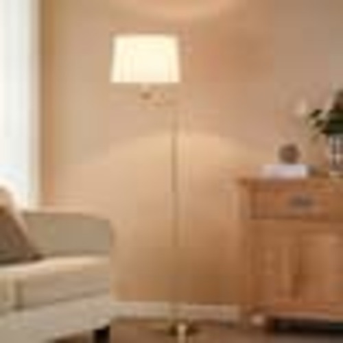KAWOTI 64.5 in. Antique Brass Height Adjustable Swing Arm Floor Lamp with White Shade 21317