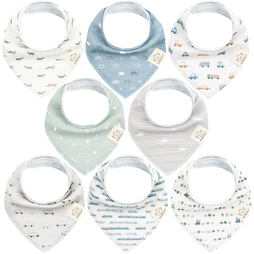 KeaBabies 8pk Organic Baby Bandana Bibs for Drooling and Teething (Vessels) | Super Absorbent, Triangle Baby Drool Bibs for Girls, Boys, 100% Cotton, Extra Soft for Newborn, Infant 0-36 Months
