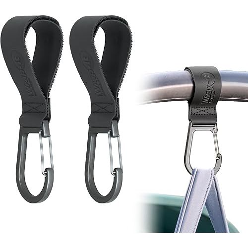 Wrap-It Storage Stroll Strap - 2 Pack - Hook and Loop Baby Stroller Accessories Straps with Hooks for Diaper Bags and Golf Push Cart Accessories or Luggage Hook Clip Hanger