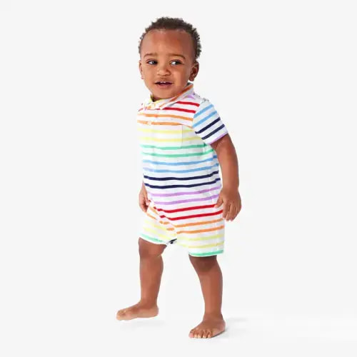 Baby polo shortie in rainbow stripe | 3 to 6 Months