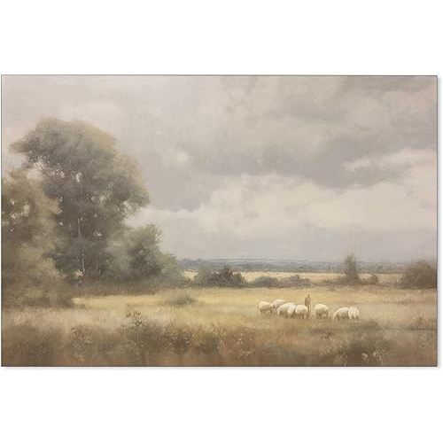 OMANI The Lord Is My Shepherd Wall Art Psalm 23 Bible Poster Vintage Landscape Canvas Painting Minimalist Jesus Wall Decor for Living Room Bedroom Dorm 24X36 inch Unframed