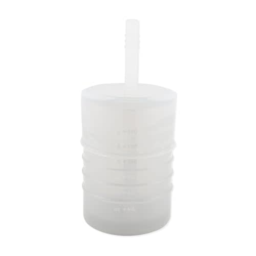 Bumkins Baby and Toddler Cups, Sippy Cup with Straw, Spill Proof, Transition Cup for Babies Ages 1 Year, Safely Sip from Lid, Straw or Cup, First Year Supplies, Platinum Silicone, Holds 7oz, Gray