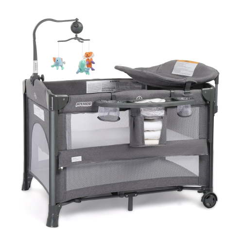 JOYMOR 5 in 1 Bedside Bassinet with Changing Table, Bedside Crib, Playpen for Unisex Infant