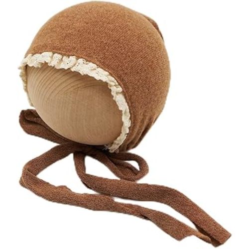 Newborn Photography Wrap Prop Newborn Photoshoot Outfits Ruffle Bonnet Baby Girl Boy Photo Lace Edge Hat Set