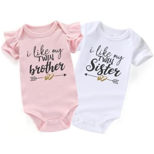 I Like My Twin Brother Sister Newborn Twins Outfits Boy And Girl Baby Items outfits matching
