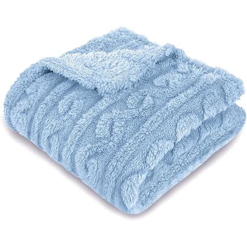 HOMRITAR Baby Blankets for Boys or Girls 3D Fluffy Fuzzy Blanket for Baby, Soft Warm Cozy Flannel Fleece Warm Blankets, Infant or Newborn Receiving Blanket 330GSM (30 x 40 Inch, Blue)