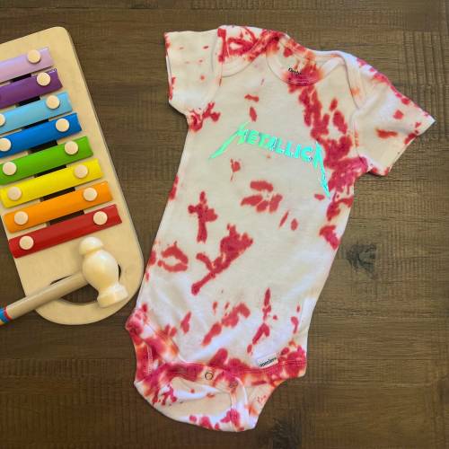 Metallica Holographic Vinyl Tie Dye Onesie Bodysuit