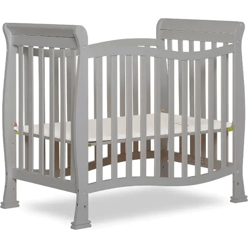 Dream On Me Violet 4-in-1 Convertible Mini Baby Crib & Changer with Storage in Pebble Grey, Pinewood, GreenGuard Gold & JPMA, 1” Mattress Pad, 3 Mattress Heights, Converts to Mini Day & Twin-Size Bed