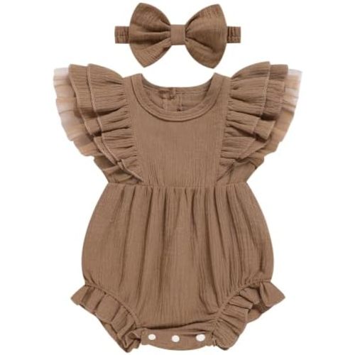 TITKKOP Ruffle Bubble Romper for Baby Girl | One-Piece Shorts Jumpsuit | Summer Outfit & Dress for Infants 0-18M