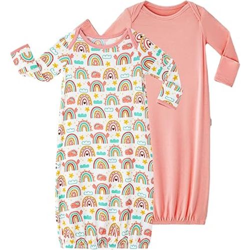 Unisex Baby Gowns Newborn Girl Boys Sleeper Gown Long Sleeve Sleep Bag Soft Viscose from Bamboo Nightgown