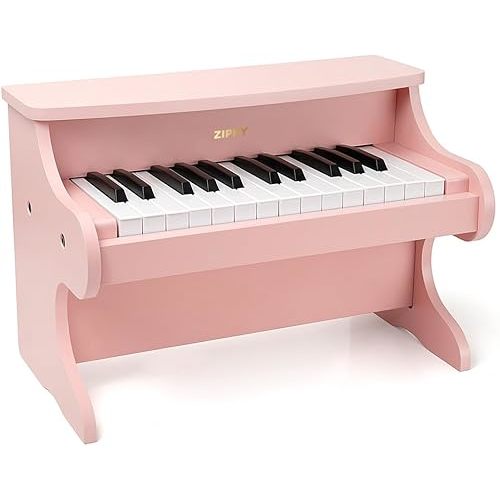 ZIPPY Kids Piano Keyboard, 25 Keys Digital Piano for Kids, Mini Music Educational Instrument Toy, Wood Toy for Toddlers Girls Boys (Pink)