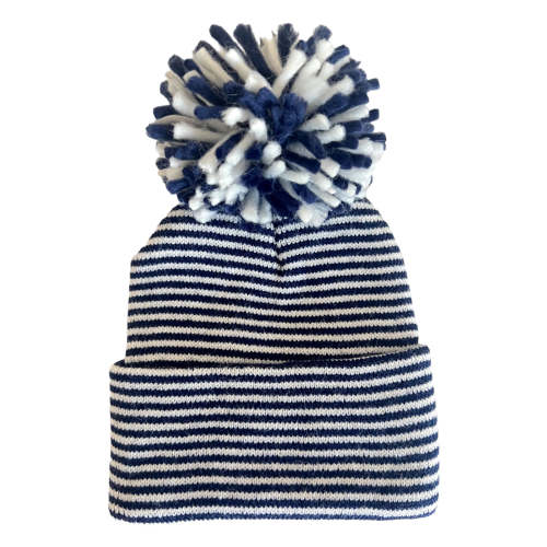 Baby's First Hat®, Navy/White Stripe Pom