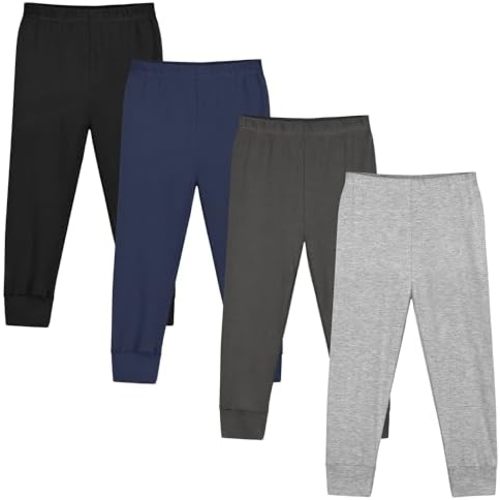 Resinta 4 Packs Toddler and Boys 100% Cotton Pants Kids Sport Pull on Jogger Pants 2T-6Year