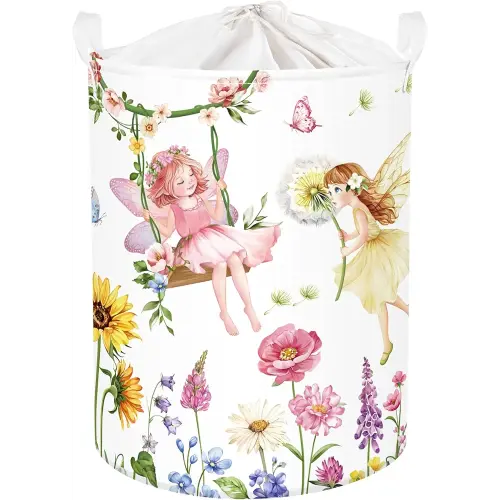 Fantasy Princess Laundry Hamper Colorful Large Storage Basket Collapsible Parents Organizer Kids Toy Clothes Bins for Bedroom, Bathroom, Fairy, 63L