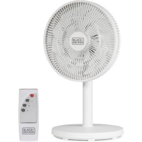 BLACK+DECKER 12-Inch Dual Blade Table Fan with Remote, 3 Speed Settings White