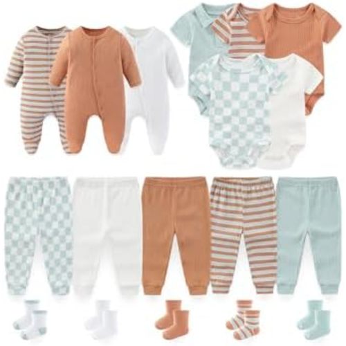 Baby Boy Girl Clothes Cotton Unisex Newborn Layette Gift Set and Accessories 18 Pack Baby Outfit 0-12Months
