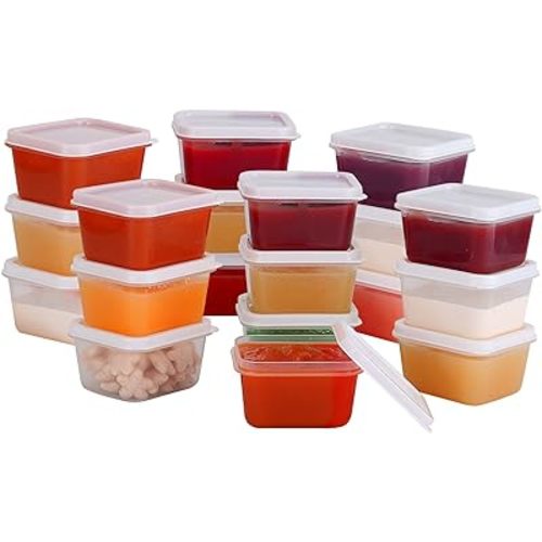 Greenco Mini Rectangular Storage Containers, 20 Pack, 2.03 Oz Reusable Small Plastic Storage Container Jars with Lids | Perfect for Baby Food, Snacks, Sauces, Candy, Freezer & Dishwasher Safe