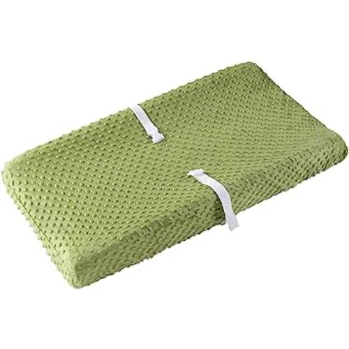 Baby Changing Pad Cover, Super Soft Plush Dot Diaper Changing Table Covers for Baby Girls and Boys, Ultra Comfortable, Safe for Babies, Fit 32"/34'' x 16" Pad (Sage)