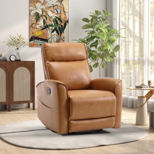 Latitude Run® 30.7'' Wide Modern and Overstuffed Soft Vegan Leather Manual Swivel and Rocker Recliner & Reviews | Wayfair