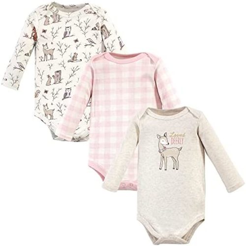 Hudson Baby Baby Girls' Cotton Long-sleeve Bodysuits 3-pack