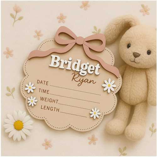Custom Baby Announcement Sign | Bow Coquette Daisy Baby Name Sign | Newborn Arrival Gift | Personalized Birth Announcement