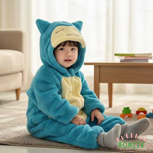 Anime Baby Romper - Anime Inspired Fleece Jumpsuit for Infant & Toddler, Warm Winter Costume, Cute Anime Baby Outfit Gift